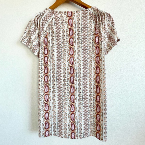 Macy's Style & Co Womens Top Pleated Neckline Stretch Relaxed Fit Paisley Sz S - Picture 2 of 8